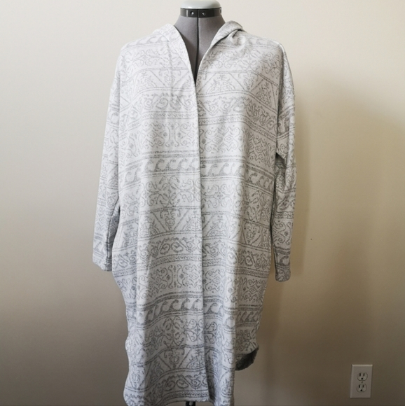 Tahari Long Heathered Grey Cardigan Hooded  L/XL - Picture 1 of 4